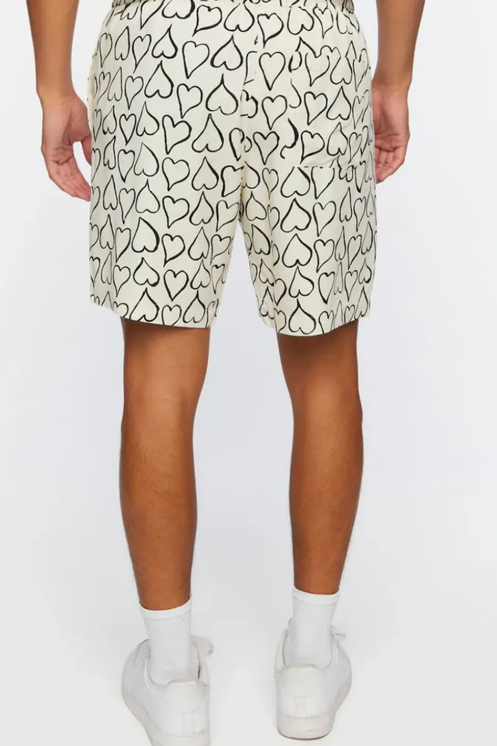 Heart Print Drawstring Shorts