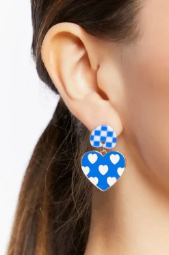 Heart Print Drop Earrings