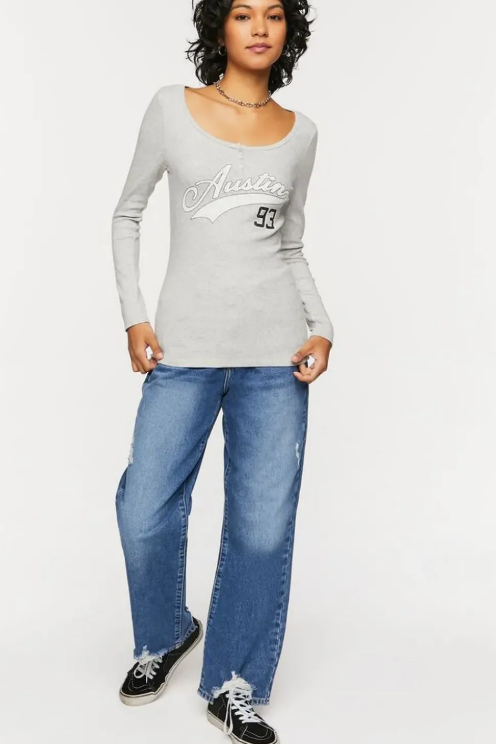 Heathered Austin Graphic Henley Tee