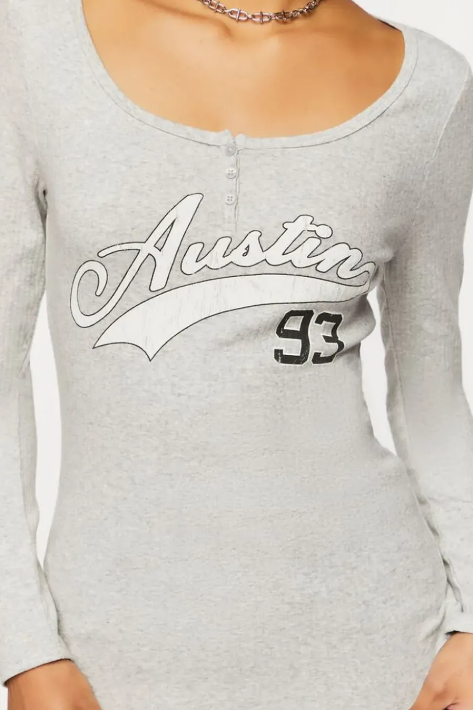 Heathered Austin Graphic Henley Tee