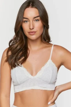 Heathered Lace-Trim Bralette