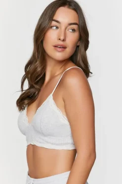 Heathered Lace-Trim Bralette