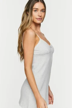 Heathered Lace-Trim Lingerie Slip