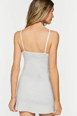 Heathered Lace-Trim Lingerie Slip