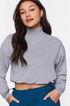Heathered Mock Neck Pullover