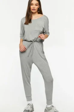 Heathered Short-Sleeve Jumpsuit
