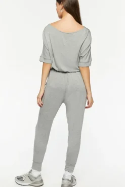 Heathered Short-Sleeve Jumpsuit