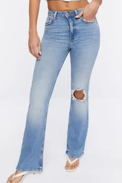 Hemp 10% Distressed Flare Jeans