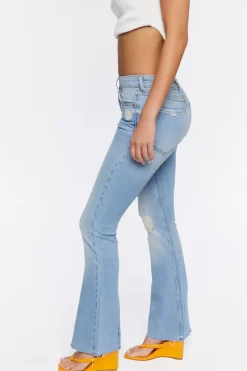 Hemp 10% High-Rise Bootcut Distressed Jeans