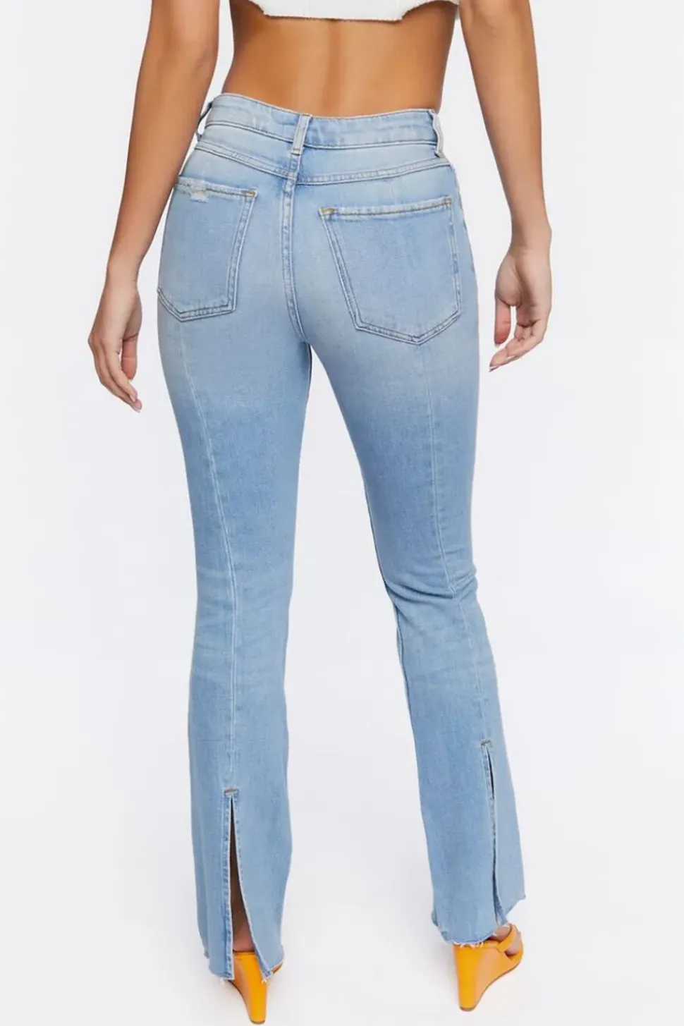 Hemp 10% High-Rise Bootcut Distressed Jeans