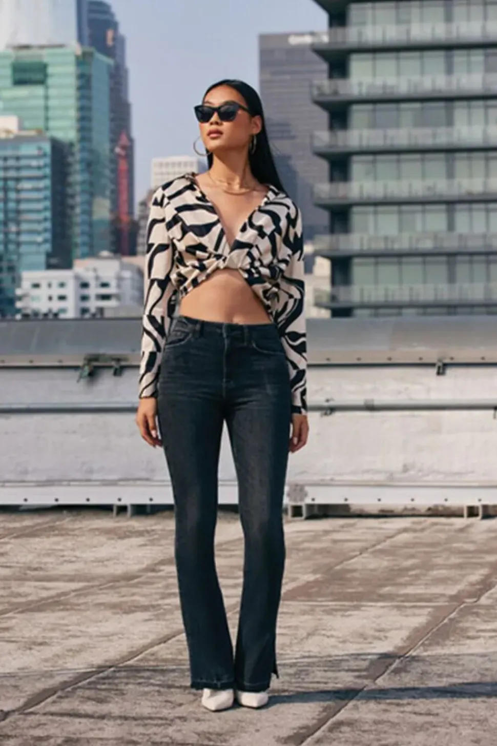 Hemp 10% High-Rise Split Flare Jeans