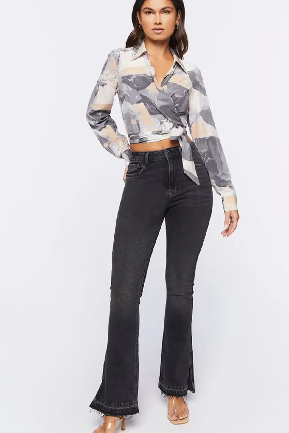Hemp 10% High-Rise Split Flare Jeans