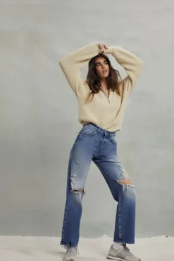 Hemp 4% High-Rise Straight-Leg Jeans