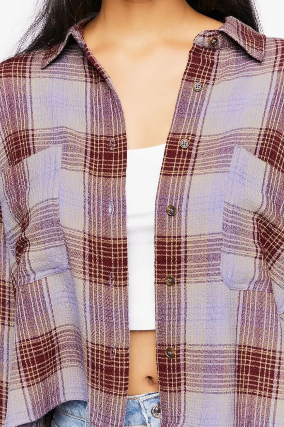 High-Low Plaid Shirt