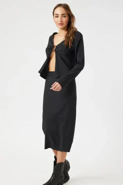 High-Rise A-Line Midi Skirt