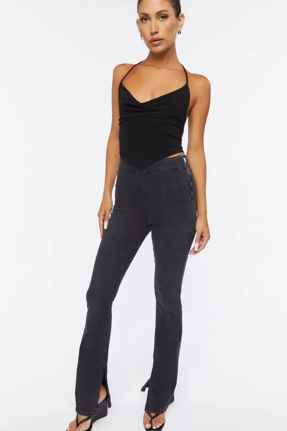 High-Rise Bootleg Split-Hem Jeans