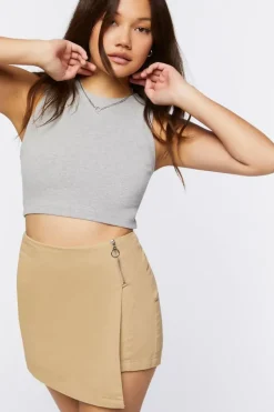 High-Rise Chambray Skort