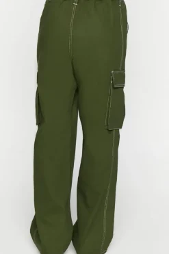 High-Rise Contrast-Trim Cargo Pants