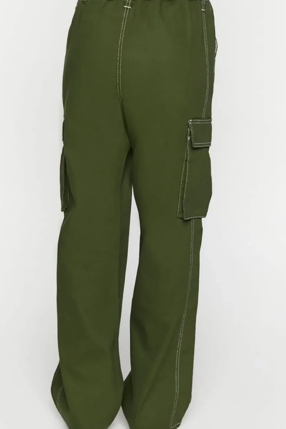 High-Rise Contrast-Trim Cargo Pants