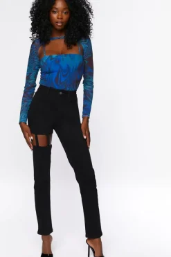 High-Rise Cutout Jeans