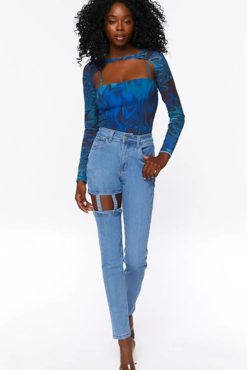 High-Rise Cutout Jeans