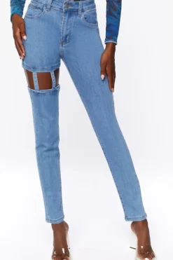 High-Rise Cutout Jeans