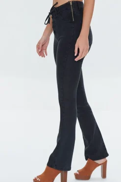 High-Rise Lace-Up Bootcut Jeans