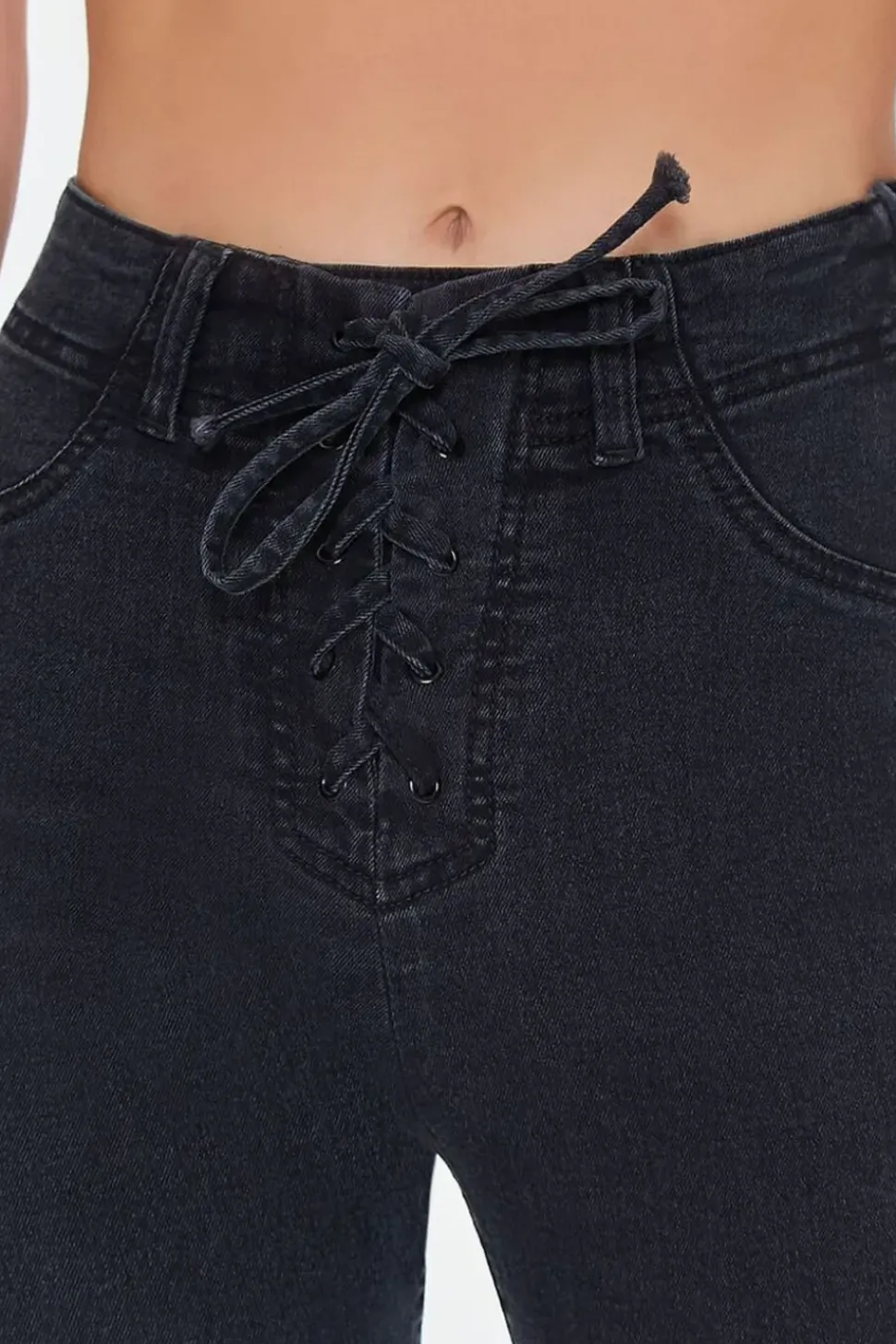 High-Rise Lace-Up Bootcut Jeans