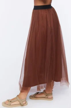 High-Rise Mesh Midi Skirt