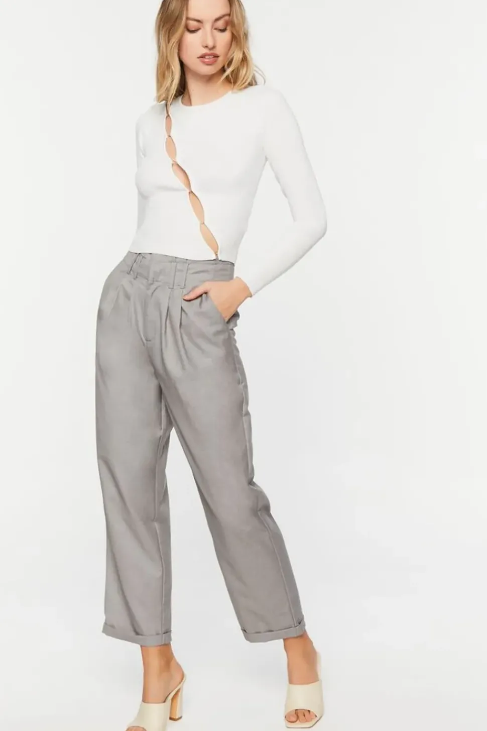 High-Rise Straight-Leg Trousers