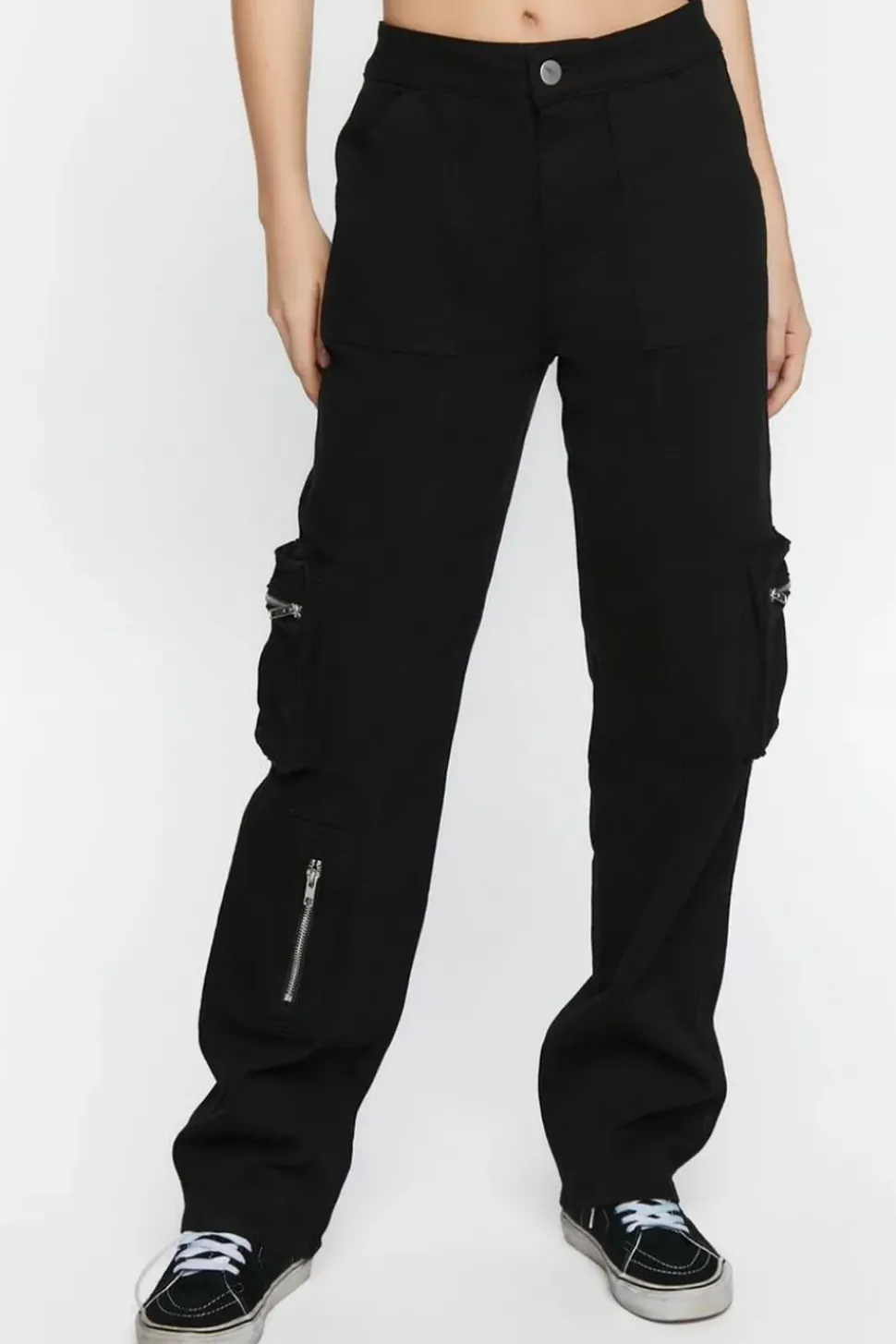High-Rise Zipper Cargo Pants