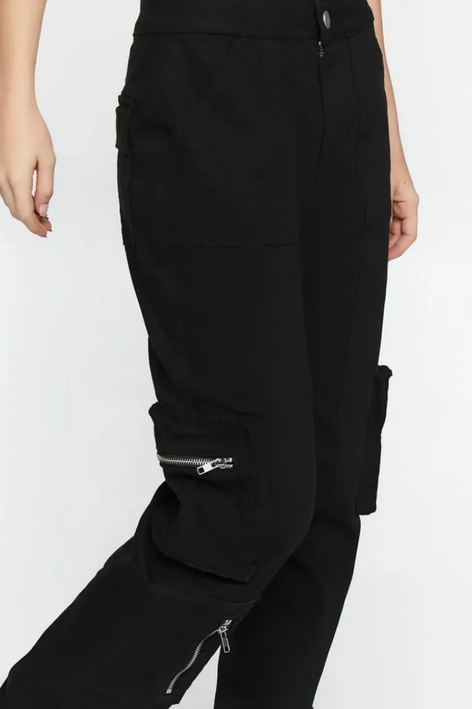 High-Rise Zipper Cargo Pants