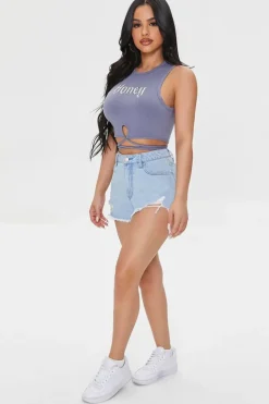 Honey Graphic Wraparound Crop Top