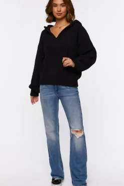 Hooded Drop-Sleeve Sweater