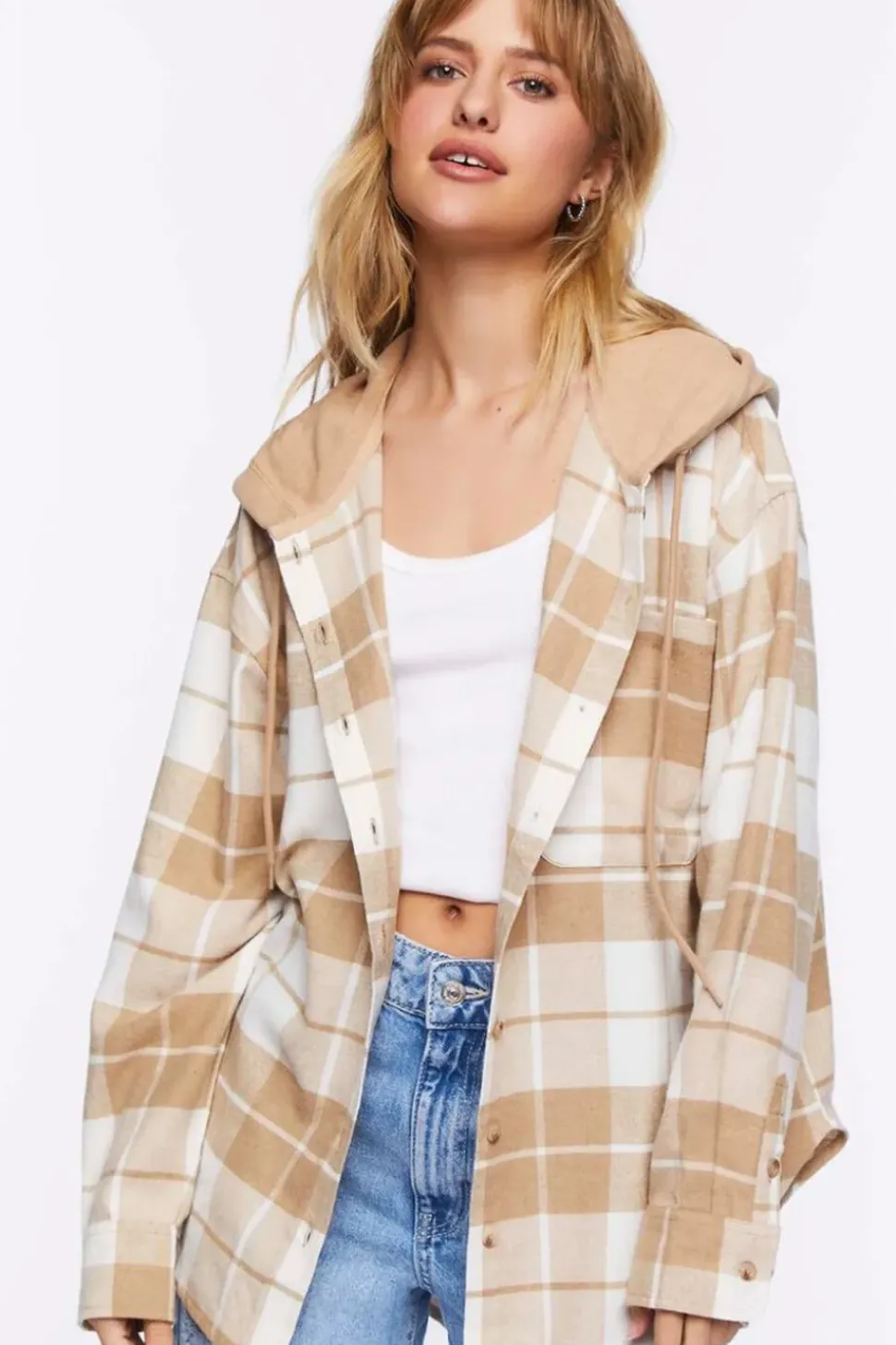 Hooded Flannel Combo Shirt