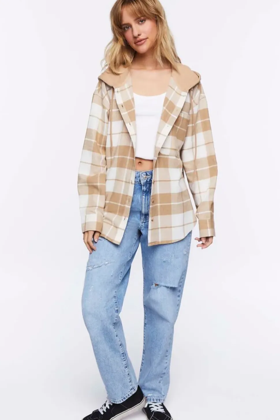 Hooded Flannel Combo Shirt