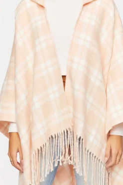 Hooded Plaid Poncho