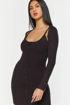 Hook-And-Eye Mini Dress & Shrug Set