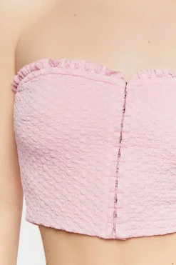 Hook-And-Eye Ruffle-Trim Crop Top