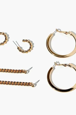Hoop & Chain Drop Earring Set