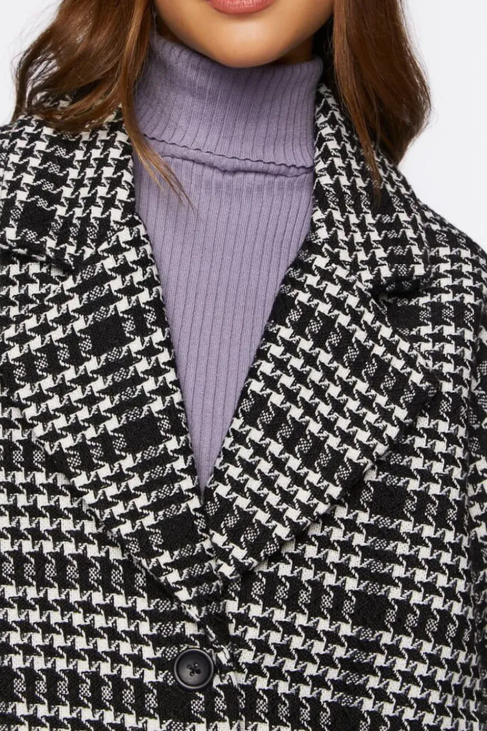 Houndstooth Button-Front Coat