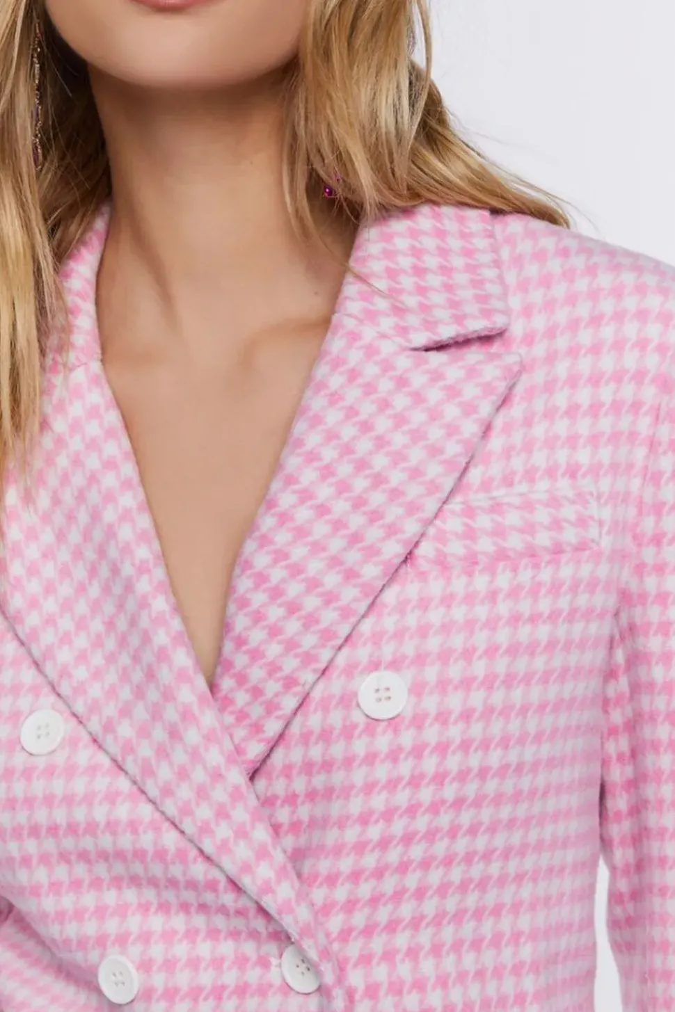 Houndstooth Double-Breasted Blazer