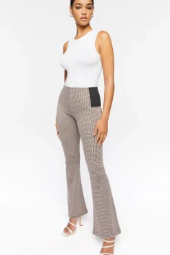 Houndstooth Flare-Leg Pants