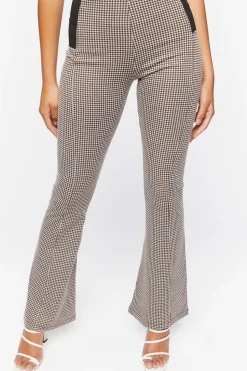 Houndstooth Flare-Leg Pants