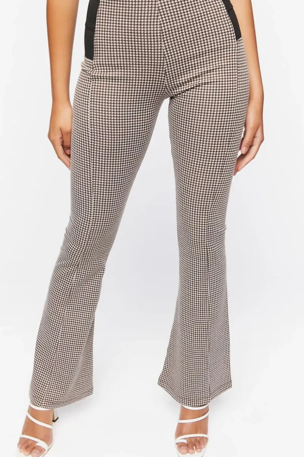 Houndstooth Flare-Leg Pants