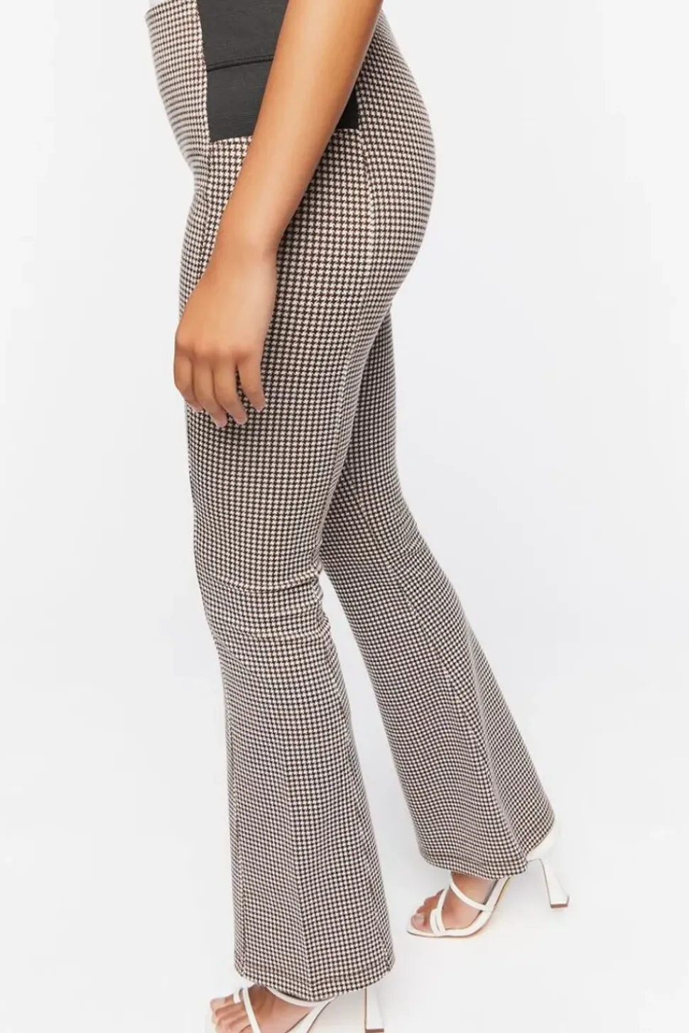 Houndstooth Flare-Leg Pants