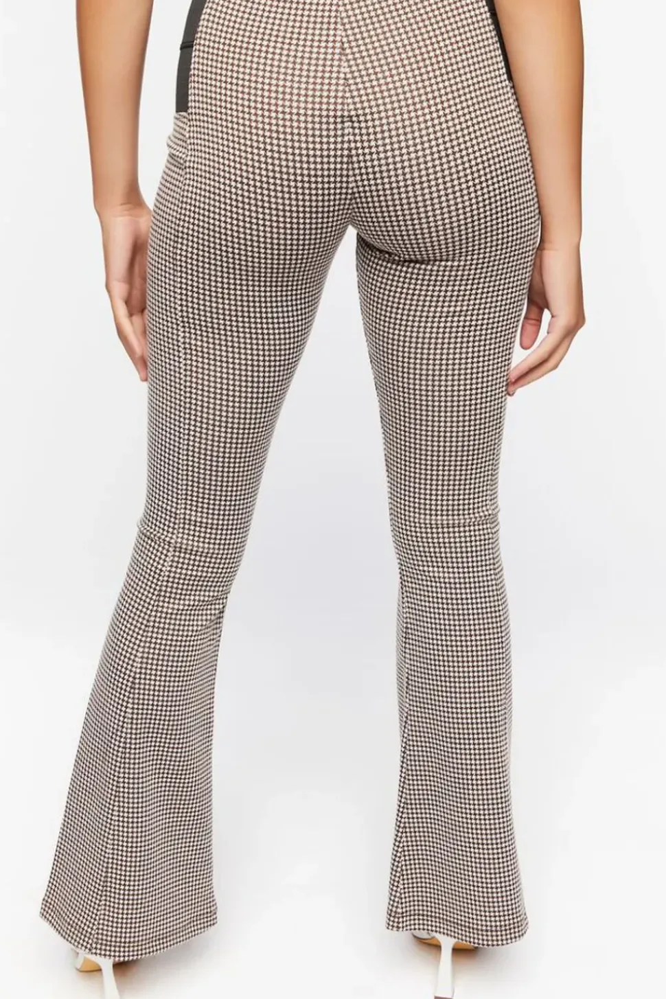 Houndstooth Flare-Leg Pants