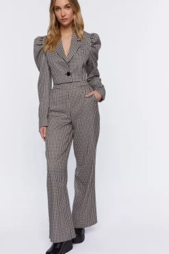 Houndstooth High-Rise Trousers