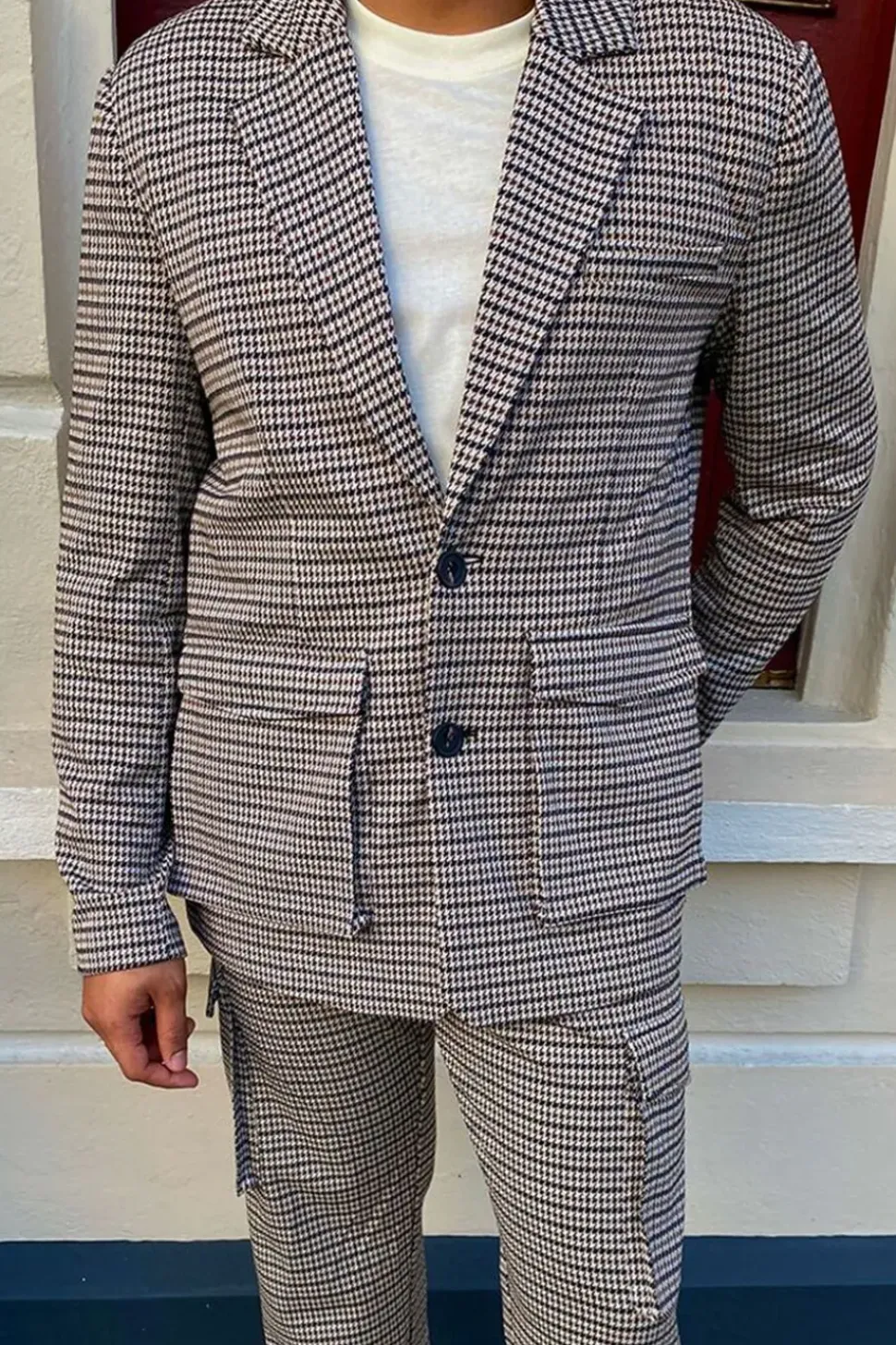 Houndstooth Notched Blazer