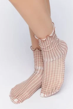 Houndstooth Print Crew Socks